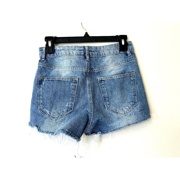 H&M Divided Light Wash Blue Denim Distressed Jean Shorts 6 - Picture 6 of 7